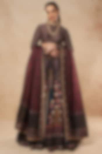 Teal Printed Lehenga Set by Falguni Shane Peacock India