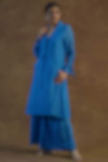 Sky Blue Mul Chanderi Silk Co-Ord Set by Farha Syed at Pernia's Pop Up Shop