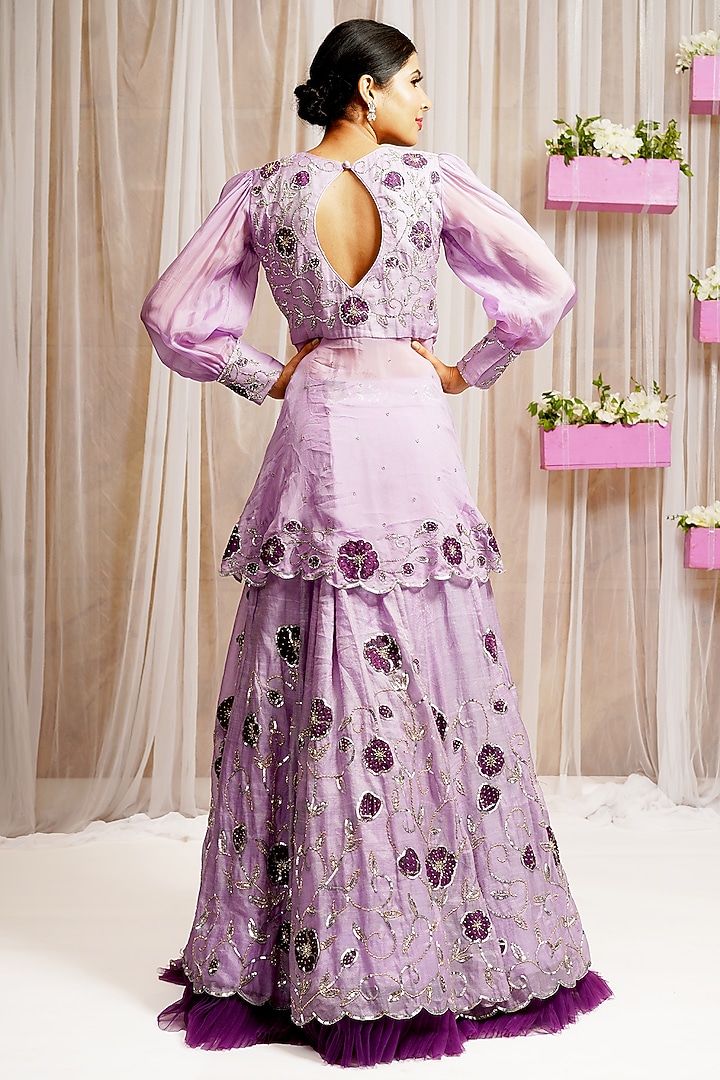 Periwinkle Tissue Chanderi Skirt Set by Farha Syed at Pernia's Pop Up Shop