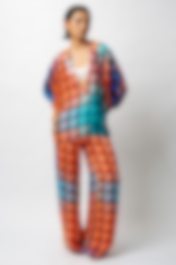 Multi-Colored Satin Digital Printed Co-Ord Set by FORTY FOUR