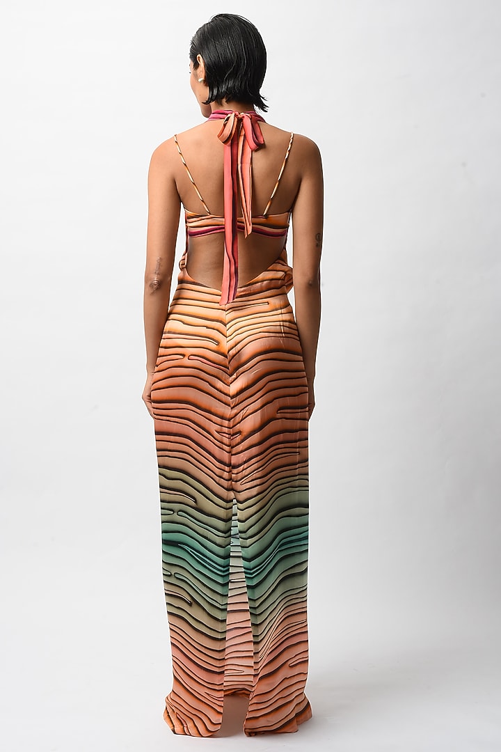 Multi-Colored Satin Digital Printed Backless Summer Dress by FORTY FOUR at Pernia's Pop Up Shop
