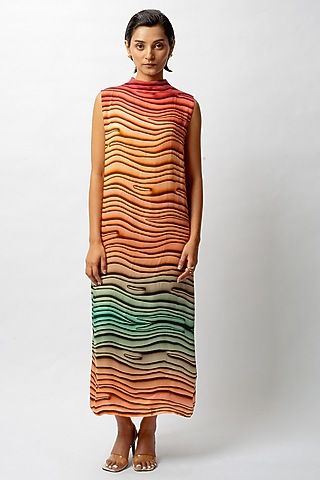 Multi-Colored Satin Digital Printed Dress by FORTY FOUR