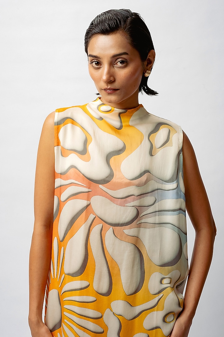 Multi-Colored Satin Digital Printed Summer Dress by FORTY FOUR at Pernia's Pop Up Shop