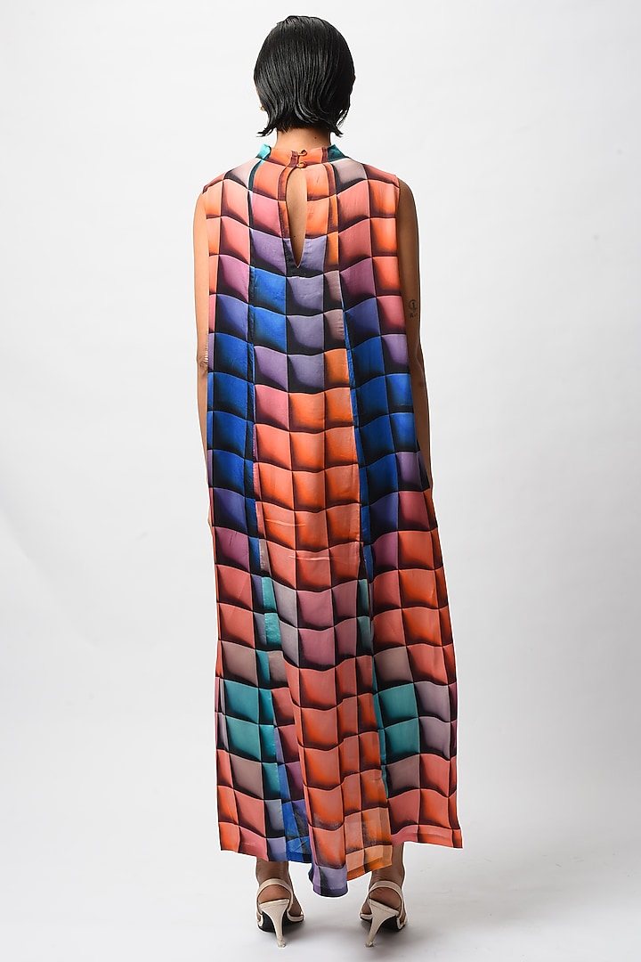 Multi-Colored Satin Digital Printed Summer Dress by FORTY FOUR at Pernia's Pop Up Shop