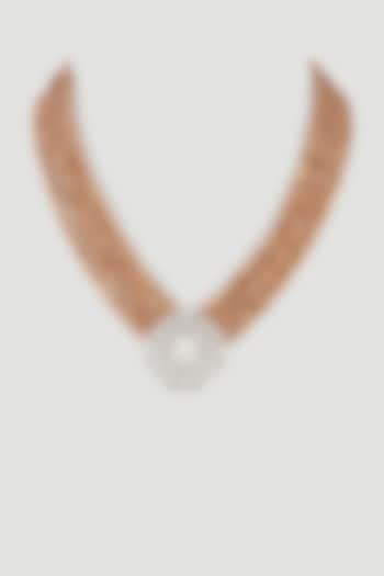 White Finish Onyx Stones Necklace by Fuschia Jewellery
