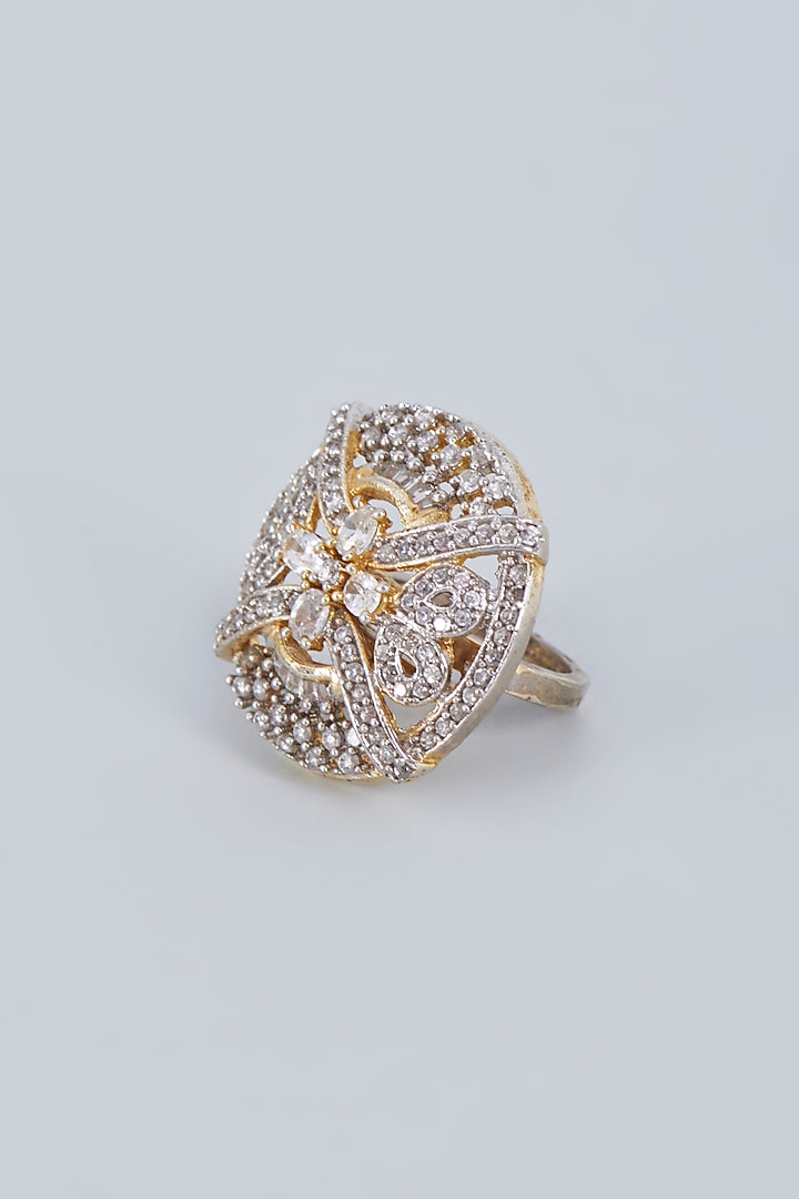 Gold Finish Zircon Ring by Fuschia Jewellery at Pernia's Pop Up Shop