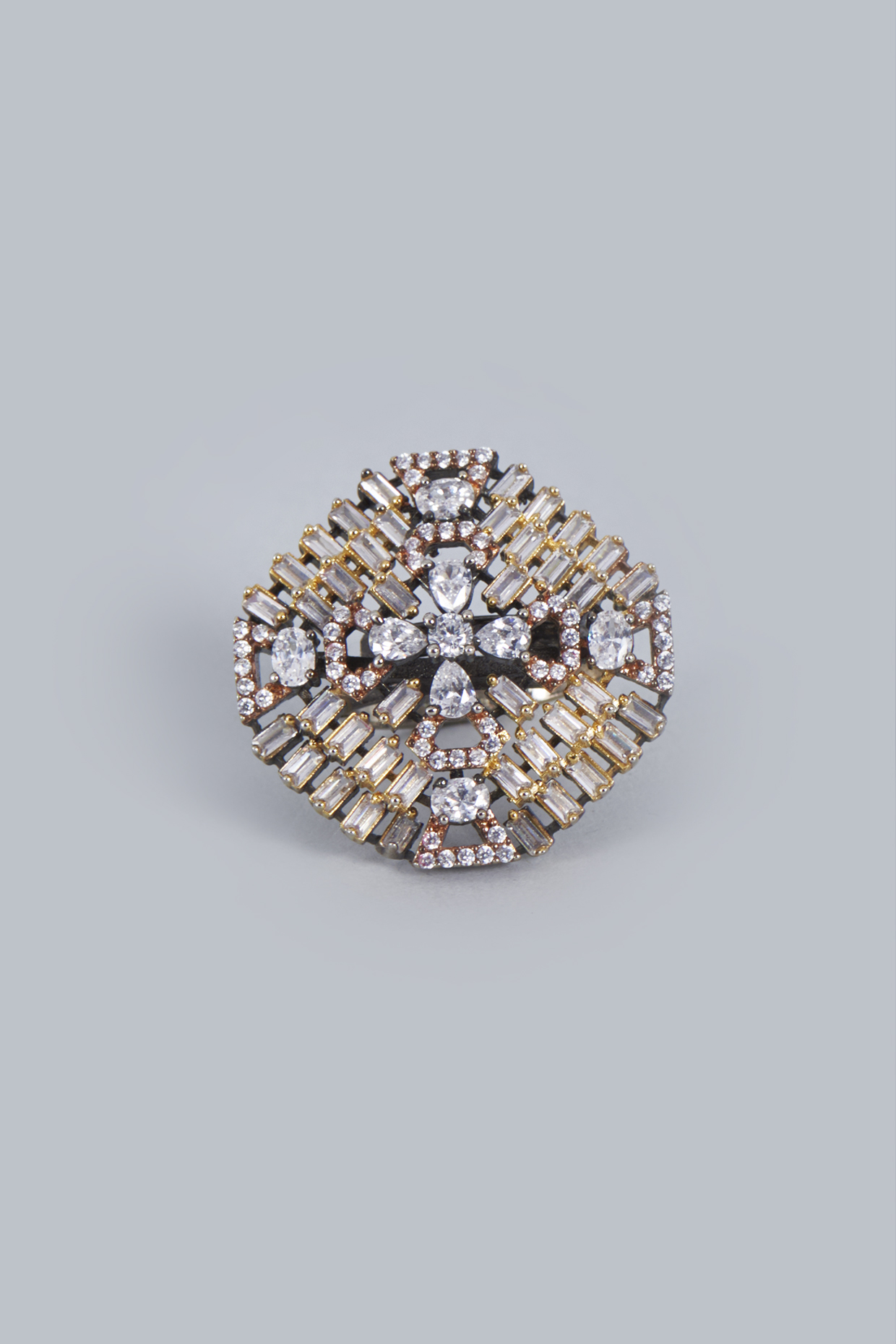 Black Rhodium Finish Zircon Ring by Fuschia Jewellery