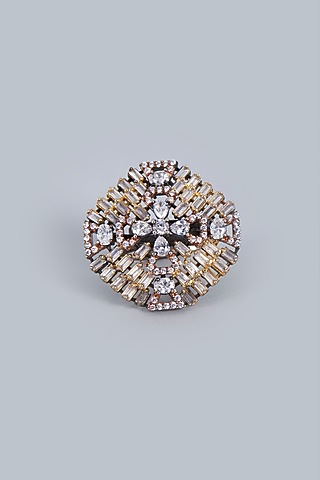 Black Rhodium Finish Zircon Ring by Fuschia Jewellery