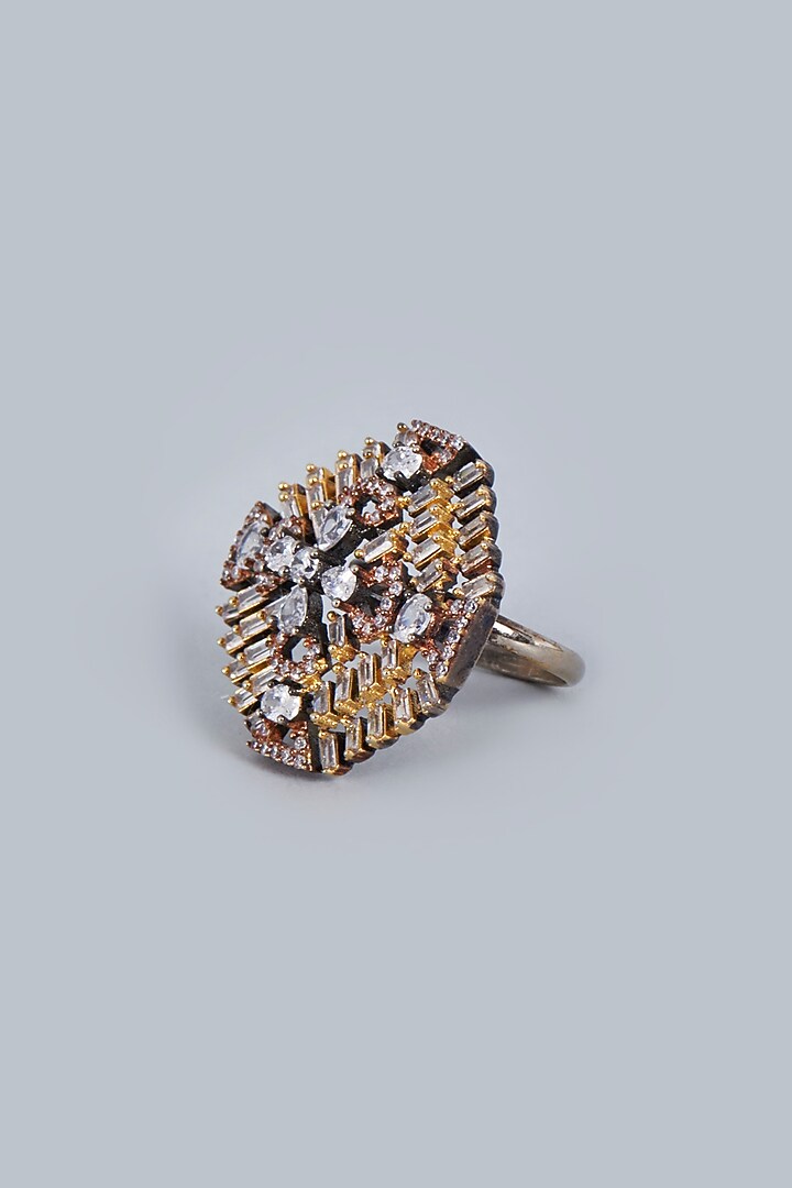 Black Rhodium Finish Zircon Ring by Fuschia Jewellery at Pernia's Pop Up Shop