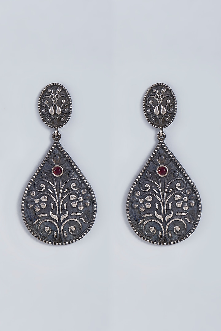 Black Rhodium Finish Jhumka Earrings by Fuschia Jewellery at Pernia's Pop Up Shop