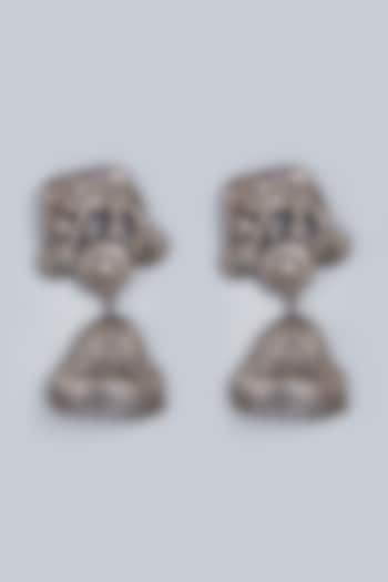 Black Rhodium Finish Jhumka Earrings by Fuschia Jewellery at Pernia's Pop Up Shop