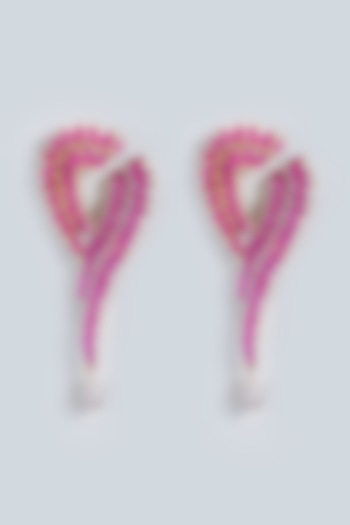 White Rhodium Finish Pink Zircon Dangler Earrings by Fuschia Jewellery