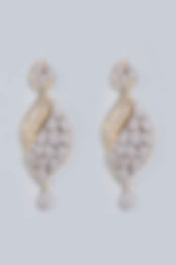 Two-Tone Finish Zircon Dangler Earrings by Fuschia Jewellery