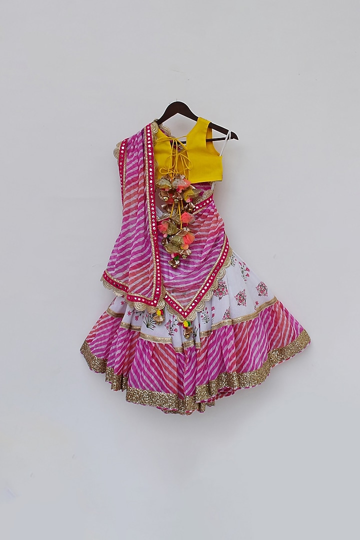 Multi Printed Lehenga Set For Girls by Fayon Kids at Pernia's Pop Up Shop