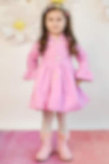 Lilac Velvet Dress For Girls by Fayon Kids