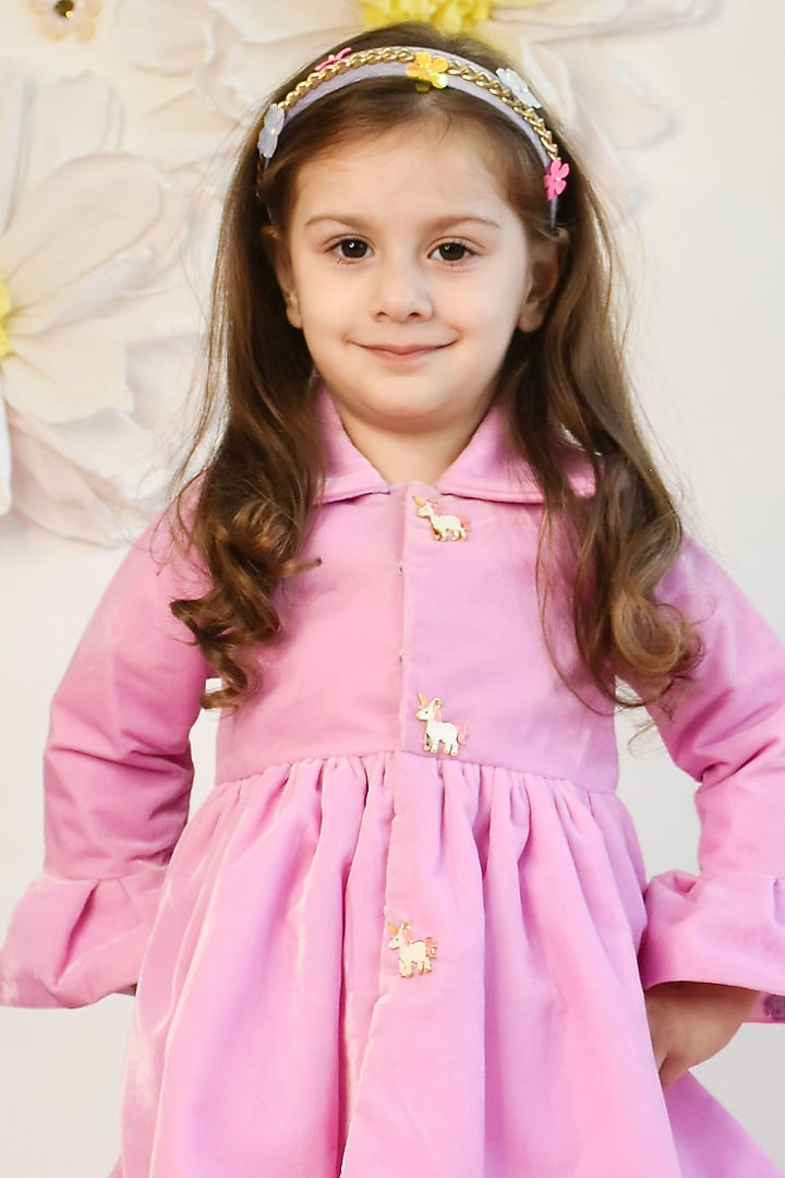 Lilac Velvet Dress For Girls by Fayon Kids at Pernia's Pop Up Shop