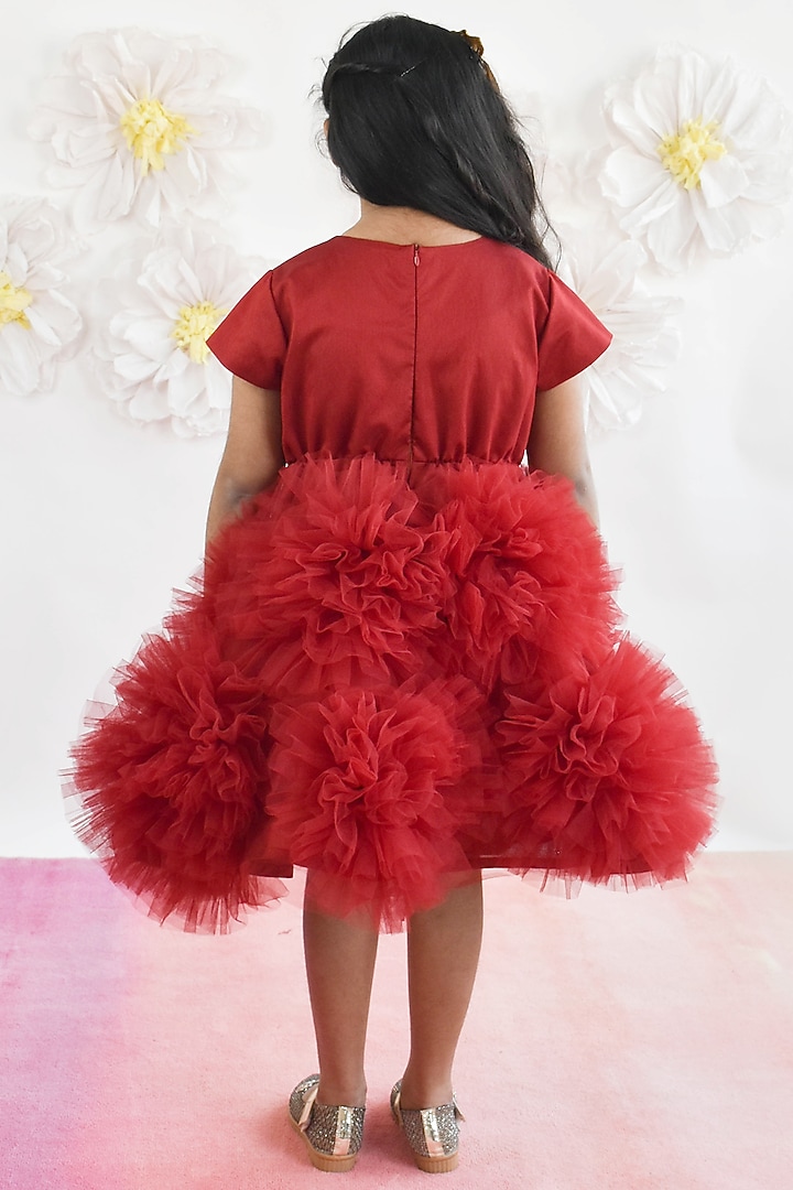 Maroon Net Frock Dress For Girls by Fayon Kids at Pernia's Pop Up Shop