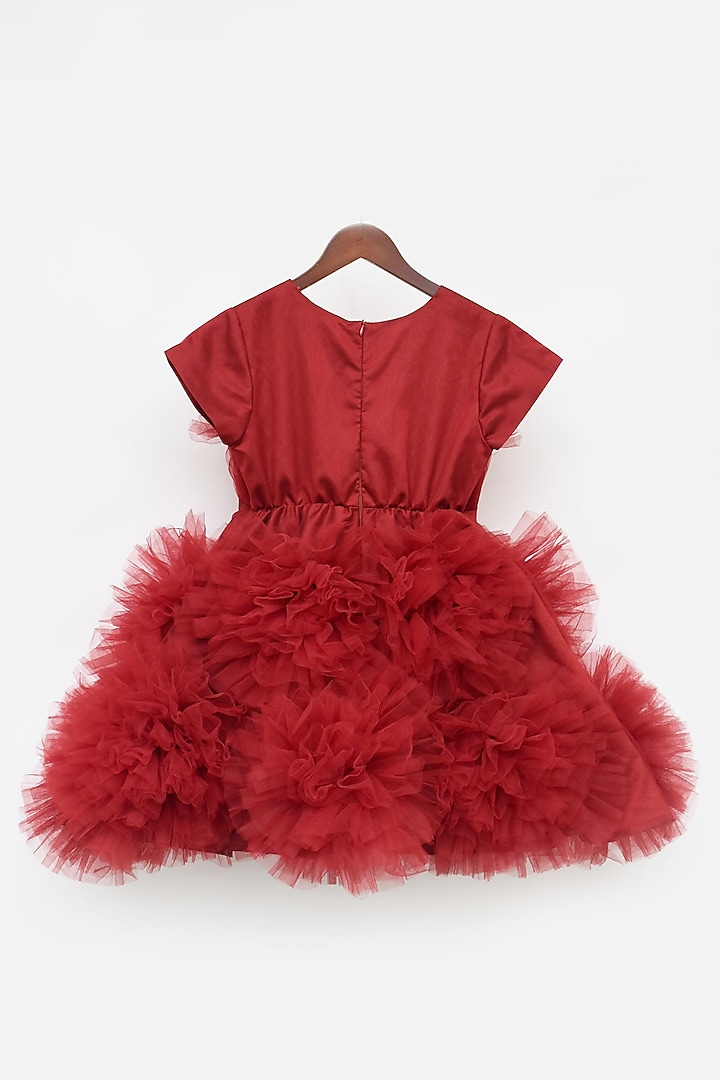 Maroon Net Frock Dress For Girls by Fayon Kids at Pernia's Pop Up Shop