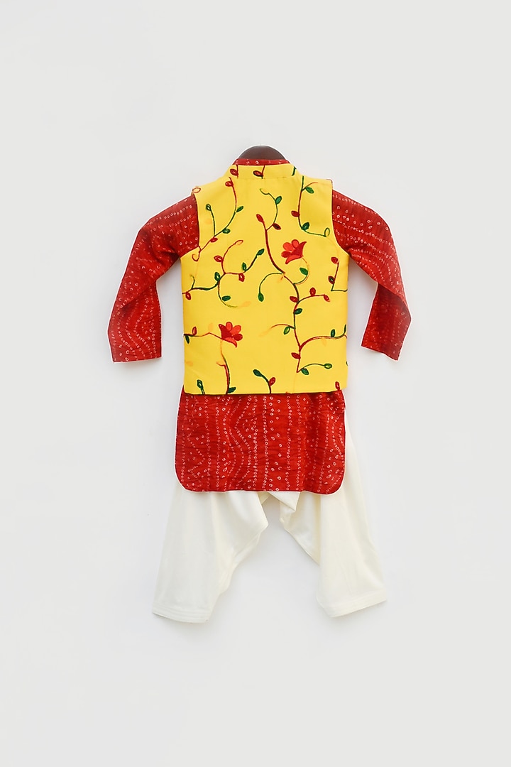 Dandelion Yellow Nehru Jacket Set For Boys by Fayon Kids at Pernia's Pop Up Shop