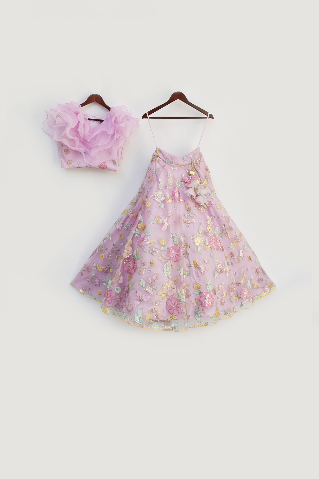 Buy Full Sets Ethnic Wear Pure Pink Floral Print Girls Lehenga Set Clothing  for Girl Jollee
