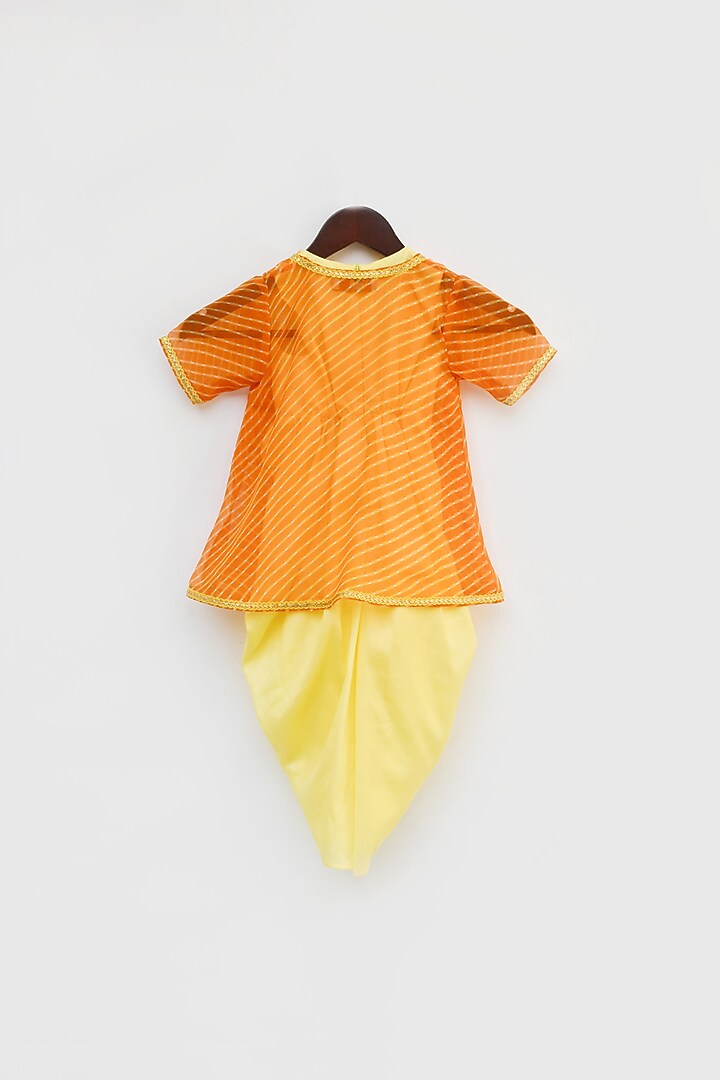 Butter Yellow Dhoti Jacket Jumpsuit For Girls by Fayon Kids at Pernia's Pop Up Shop