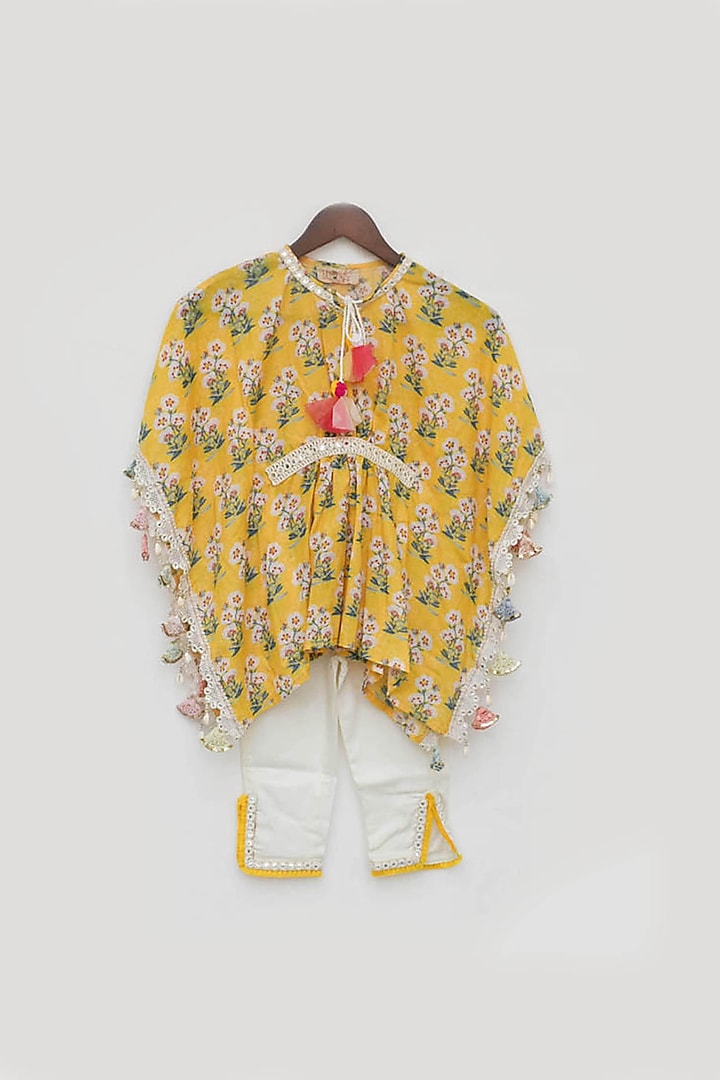 Yellow Cotton Printed Kurta Set For Girls by Fayon Kids at Pernia's Pop Up Shop