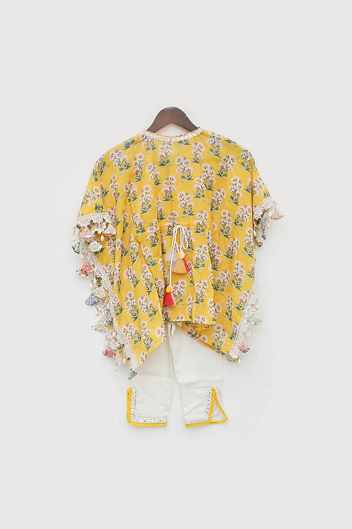 Yellow Cotton Printed Kurta Set For Girls by Fayon Kids at Pernia's Pop Up Shop