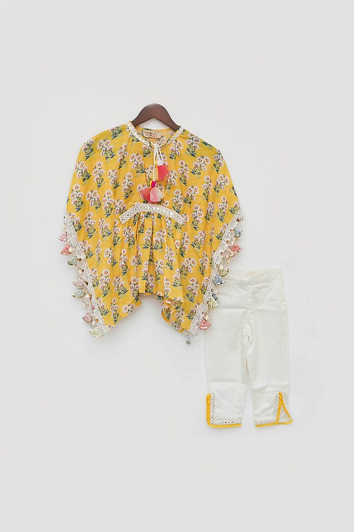 Yellow Cotton Printed Kurta Set For Girls by Fayon Kids at Pernia's Pop Up Shop