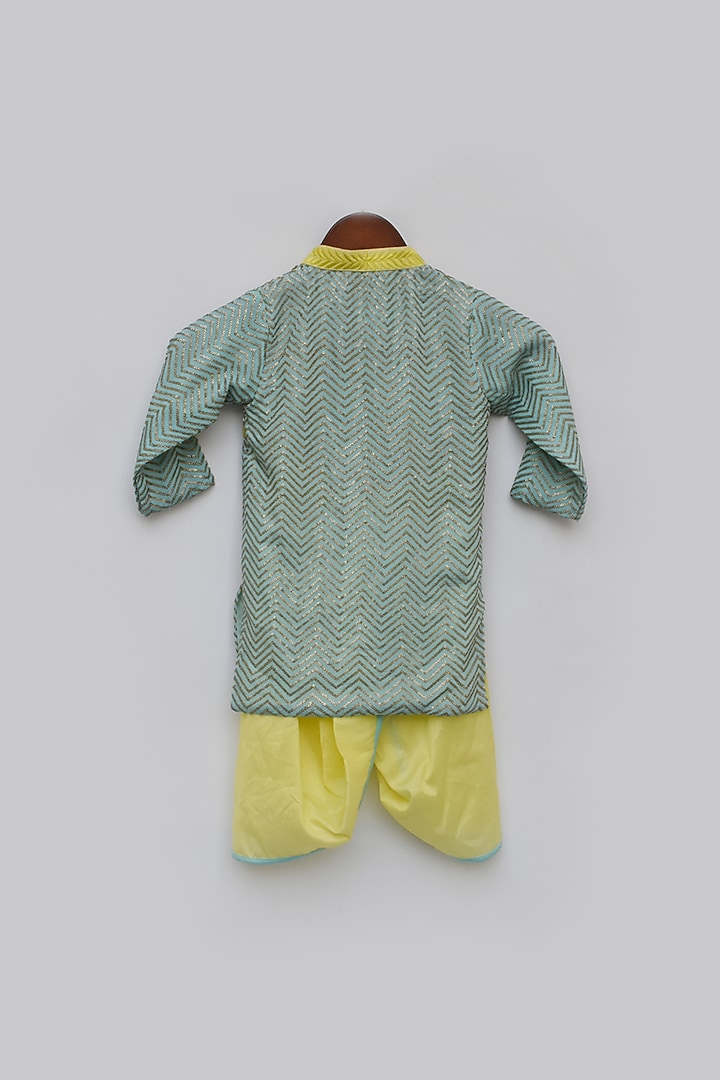 Yellow Cotton Silk Dhoti Set For Boys by Fayon Kids at Pernia's Pop Up Shop