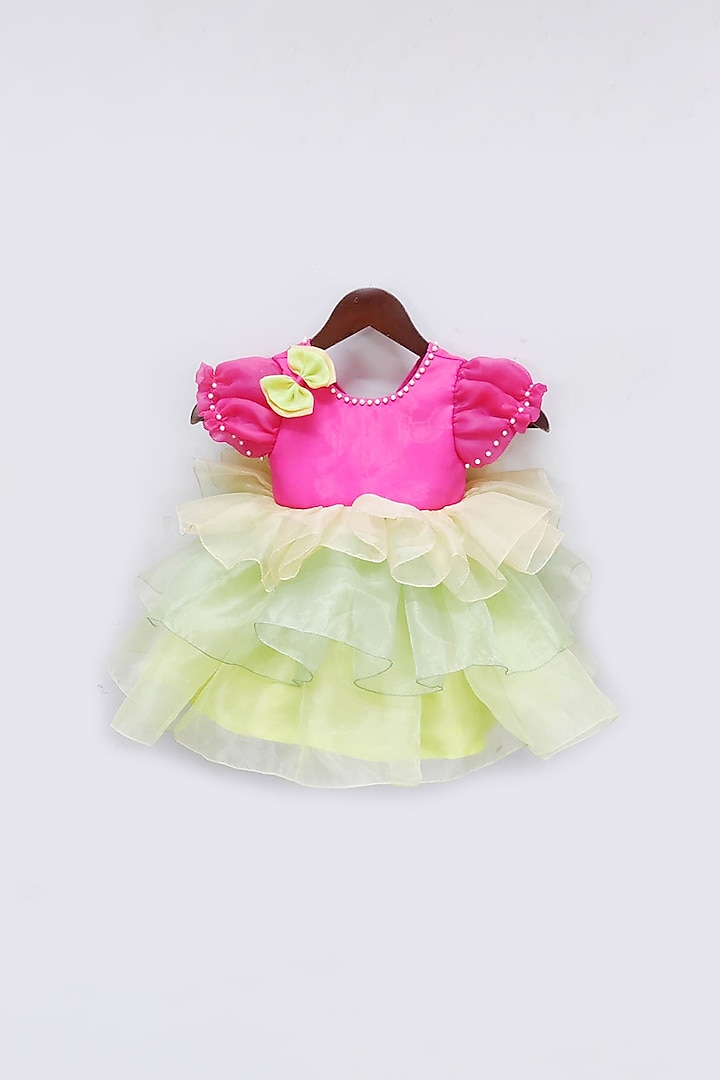 Multi-Colored Organza Layered Dress For Girls by Fayon Kids