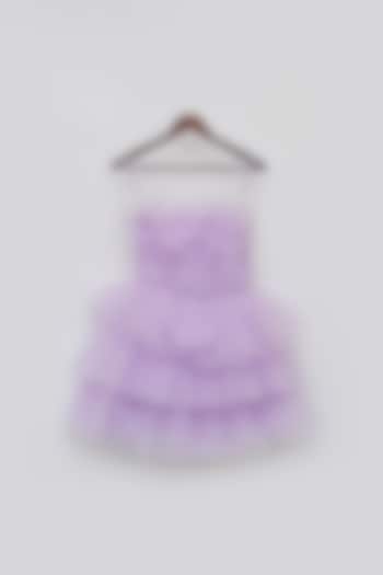 Lilac Net Frilled Dress For Girls by Fayon Kids