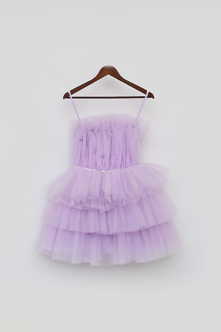Lilac Net Frilled Dress For Girls by Fayon Kids at Pernia's Pop Up Shop
