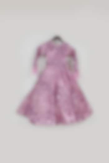 Pink Sequins Embroidered Gown For Girls by Fayon Kids