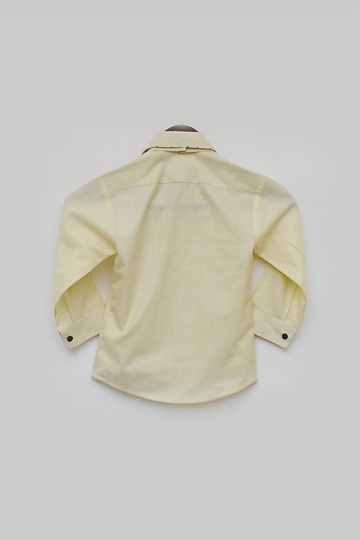 Lemon Yellow Cotton Embroidered Shirt For Boys by Fayon Kids at Pernia's Pop Up Shop