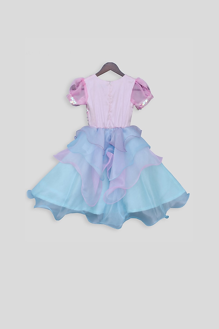 Pink Embellished Sequins Frock For Girls by Fayon Kids at Pernia's Pop Up Shop