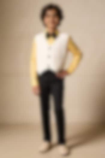 White Suiting Waistcoat Set For Boys by Fayon Kids at Pernia's Pop Up Shop