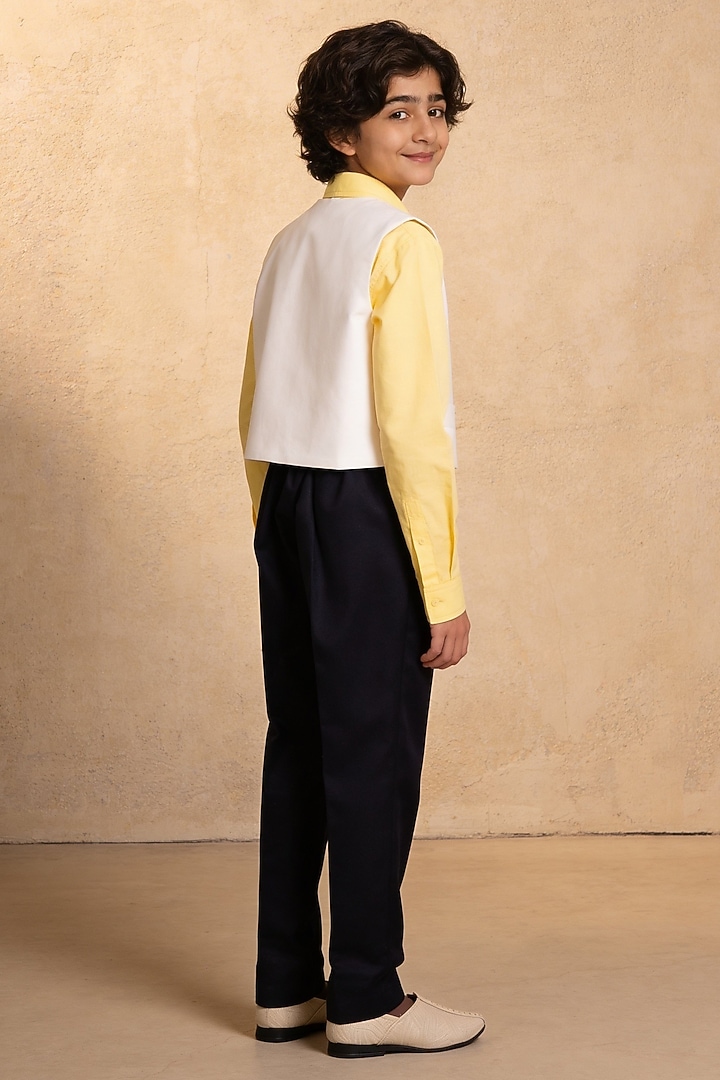White Suiting Waistcoat Set For Boys by Fayon Kids at Pernia's Pop Up Shop