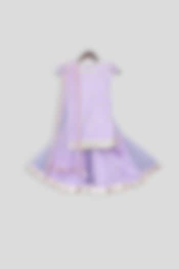 Purple Embroidered Sharara Set For Girls by Fayon Kids