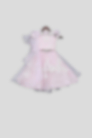 Pastel Pink Embroidered Lehenga Set For Girls by Fayon Kids
