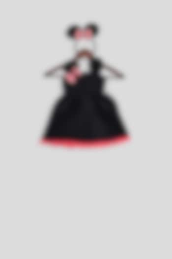 Black Neoprene Sleeveless Dress For Girls by Fayon Kids
