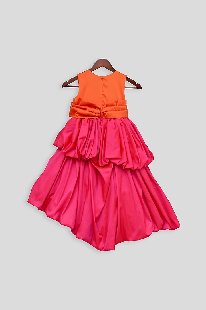 Hot Pink Gown With Bow For Girls by Fayon Kids at Pernia's Pop Up Shop