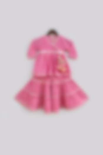 Pink Sharara Set With Embellished For Girls by Fayon Kids