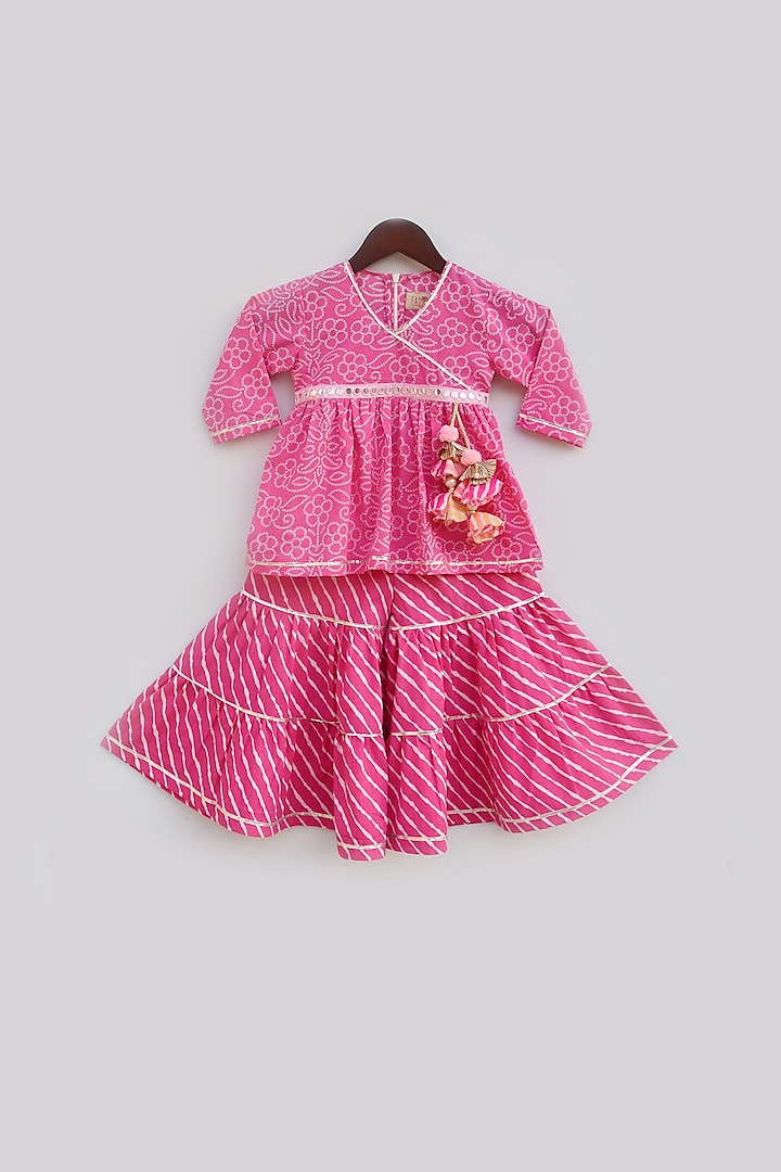 Pink Sharara Set With Embellished For Girls by Fayon Kids