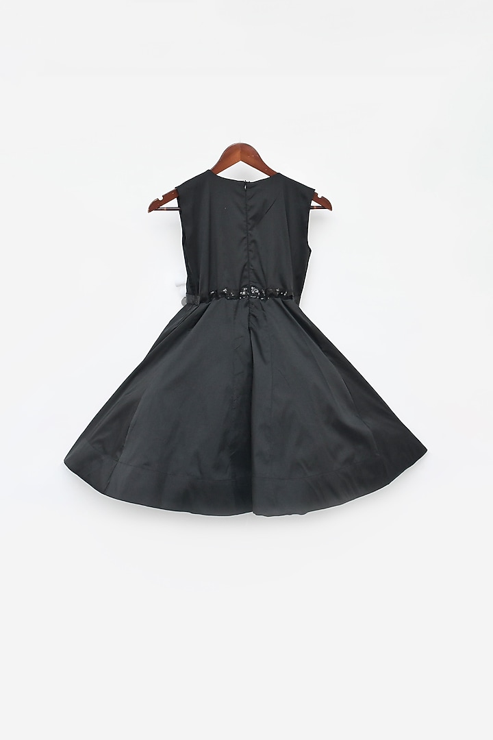 Black Taffeta Silk Dress For Girls by Fayon Kids at Pernia's Pop Up Shop