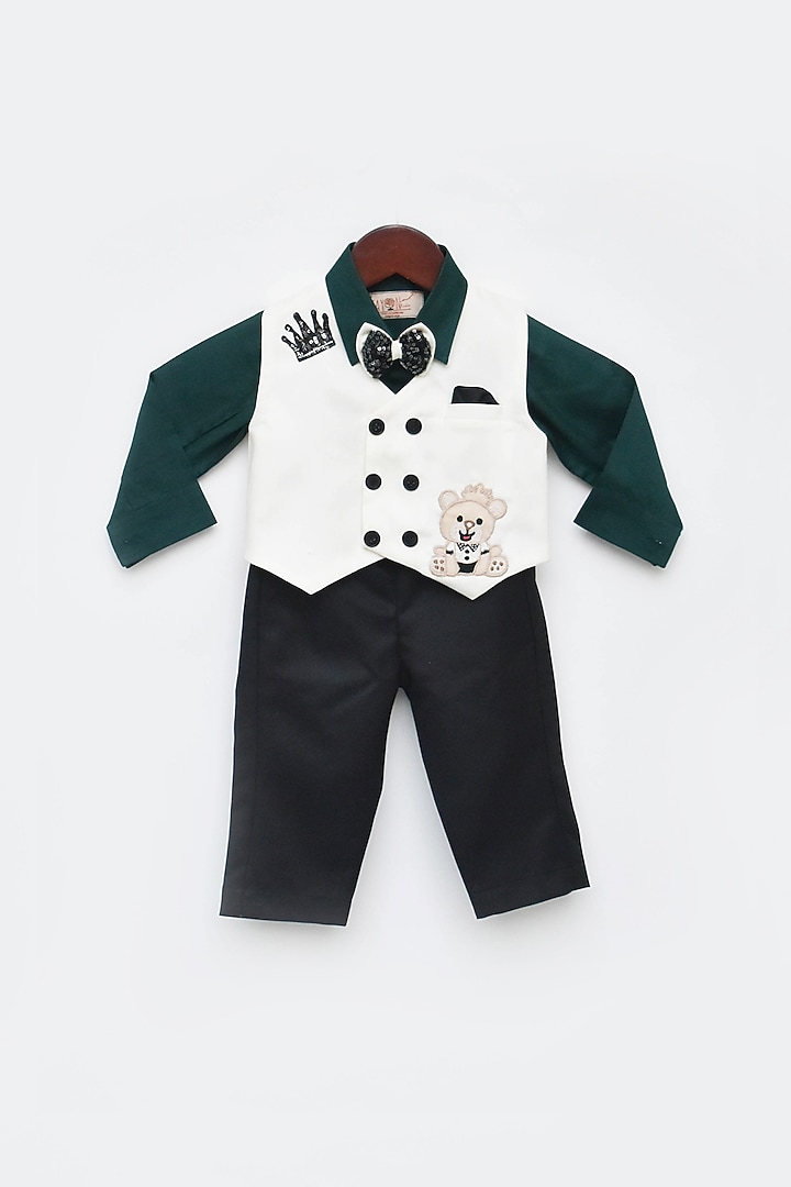 Black Cotton Silk Pant Set For Boys by Fayon Kids at Pernia's Pop Up Shop