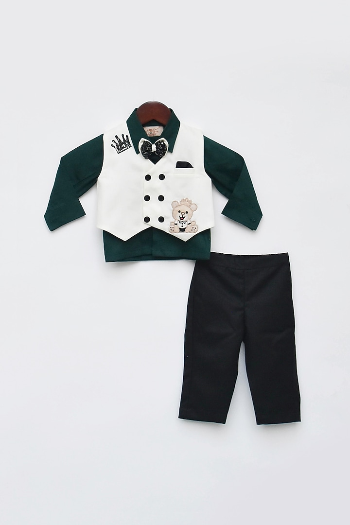 Black Cotton Silk Pant Set For Boys by Fayon Kids at Pernia's Pop Up Shop