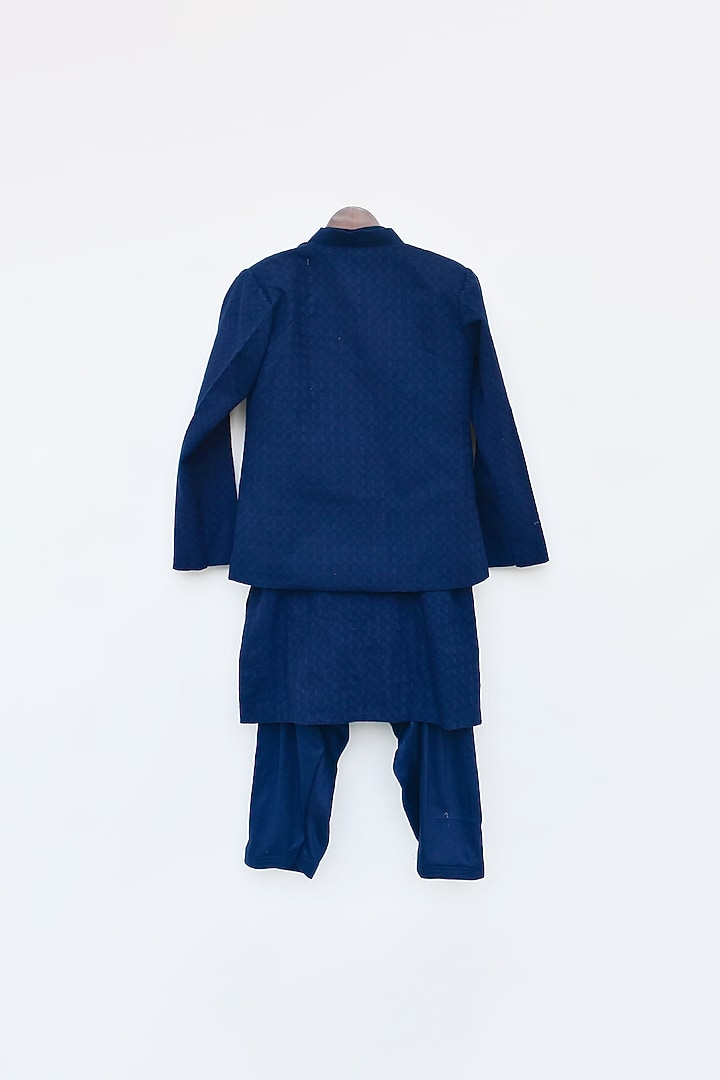 Navy Cotton Jacket Set For Boys by Fayon Kids at Pernia's Pop Up Shop