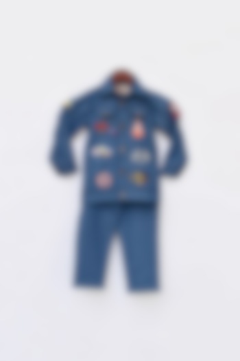 Blue Denim Co-Ord Set For Boys by Fayon Kids at Pernia's Pop Up Shop