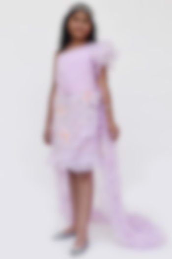 Lilac Embroidered Dress For Girls by Fayon Kids