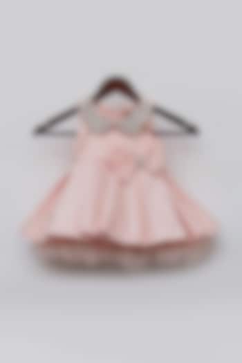 Pink Embroidered Frock For Girls by Fayon Kids